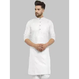 ANUJ FASHION Men White Solid Cotton Blended Knee Length Kurta-picture-36