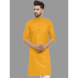 ANUJ FASHION Men Yellow Mandarin Collar Straight Kurta-picture-16