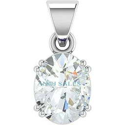 anuj sales 10.25 Ratti Natural White Zircon Pendant/Locket American Diamond Zircon Stone Silver Plated Metal Pendant for Men and Women-picture-35