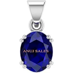 anuj sales 11.25 Ratti 10.00 Carat Blue Sapphire Pendant Silver Locket Neelam Stone Pendant Original Gemstone for Men & Women-picture-48