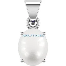 anuj sales 11.25 Ratti South Sea Pearl Silver Plated Pendant Locket Moti Stone Natural Certified Gemstone for Men and Women (White-picture-16