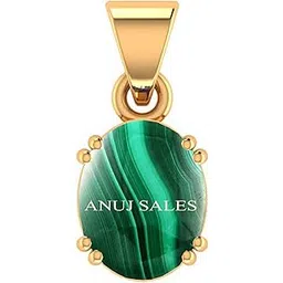 anuj sales 14.25 Ratti 13.00 Carat Malachite Pendant Oval Stone Dana Phirang Gold Pendant for Men Women-picture-23