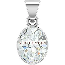 anuj sales 14.25 Ratti/13.00 Cart Deluxe Quality Natural Oval Zircon Stone Panchdhatu Pendant/Locket Silver Plated Gemstone by Lab Certified(Top AAA+) Quality for Unisex-picture-56