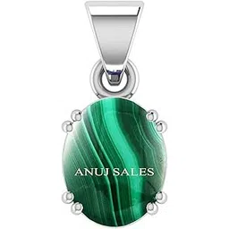 anuj sales 15.25 Ratti 14.00 Carat Malachite Pendant Stone Dana Phirang Silver Pendant for Men Women-picture-15