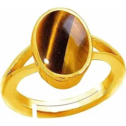 anuj sales 15.25 Ratti 14.00 Carat Natural Unheated Untreated Tiger's Eye Adjustable Gold Plated Ring Certified Stone for Men and Women-picture-12