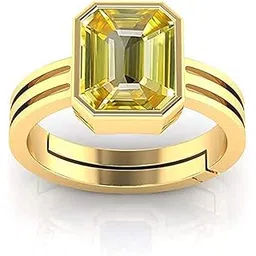 anuj sales 15.25 Ratti 14.00 Carat Unheated Untreatet A+ Quality Natural Yellow Sapphire Pukhraj Gemstone Gold Plated Ring for Women's and Men's (Lab Certified)-picture-20