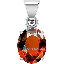 anuj sales 15.25 Ratti 14.50 Carat Original Gomed/Hessonite Silver Pendant for Men and Women-picture-34