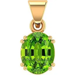 anuj sales 15.25 Ratti Deluxe Quality Natural Peridot Stone Gold Plated Pendant/Locket Gemstone by Lab Certified(Top AAA+) Quality for Unisex-picture-37
