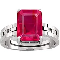 anuj sales 18.25 Ratti / 17.00 Carat Ruby (Manik/Manikya/Maneek) Gemstone Panchdhatu White Silver Plated Ring for Astrological Purpose (Lab - Teseted)-picture-50