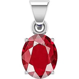anuj sales 4.25 Ratti / 3.00 Carat Ruby (Manik/Manikya/Maneek) Gemstone Panchdhatu White Silver Plated Pendant Locket for Astrological Purpose-picture-26