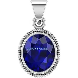 anuj sales 4.25 Ratti Blue Sapphire Pendant Nilam/Neelam Stone Silver Locket for Men and Women-picture-12