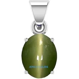 anuj sales 5.25 Ratti 4.00 Carat Cat's Eye Stone Ashtadhatu Pendant Rashi Ratna Natural Certified Lehsuniya Silver Plated Locket Gemstone Unheated and Gemstone for Men and Women-picture-43