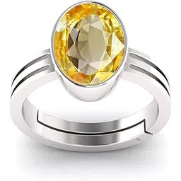 anuj sales 5.25 Ratti 4.50 Carat Natural Yellow Sapphire Pukhraj Gemstone Panchdhatu Adjustable Silver Plated Ring Astrological Purpose for Men and Women (Lab Certified)-picture-21
