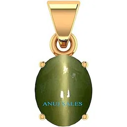anuj sales 6.25 Ratti Cat's Eye Stone Ashtadhatu Pendant Rashi Ratna Natural Certified Lehsuniya Gold Plated Locket Gemstone Unheated and Untreated Gemstone for Men and Wome-picture-44