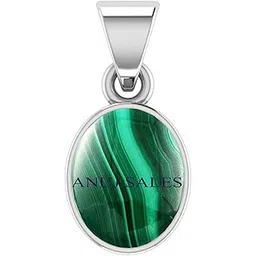 anuj sales 8.25 Ratti Natural Malachite Silver Plated Pendant/Locket Gemstone by Lab Certified for Men and Women-picture-27