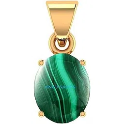 anuj sales 9.25 Ratti Natural Malachite Gold Plated Pendant/Locket Gemstone by Lab Certified(Top AAA+) Quality for Unisex-picture-18