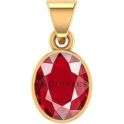 anuj sales Certified 14.25 RATTI 13.50 Carat A+ Quality Natural Ruby Manik Ashtadhatu Gold Plated Pendant/Locket Gemstone by Lab Certified(Top A+) Quality-picture-38