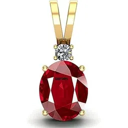 anuj sales Ruby Pendant/Locket 15.00 Carat Certified Burma Ruby Astrological Purpose Panchdhatu Gold Plated Pendant Locket for Men and Women (Ruby)-picture-12