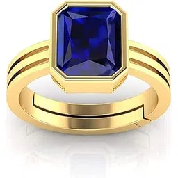 anuj sales Unheated Untreatet 8.00 Carat AAA+ Quality Natural Blue Sapphire Neelam Gold Plated Adjustable Gemstone Ring for Women's and Men's (Lab - Certified)-picture-52
