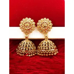 Anujeet Fashion Hub Gold-Plated Dome Shaped Jhumkas-picture-12