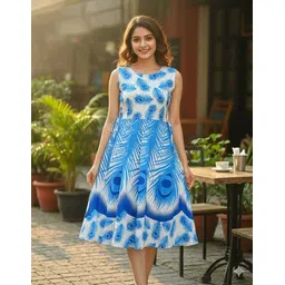 anunja Women Ethnic Dress Blue Knee Length Dress-picture-17