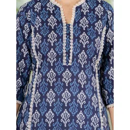 ANUOM Women Ethnic Motifs Printed Lace detailing Cotton Straight Kurta image 4