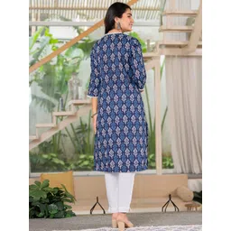 ANUOM Women Ethnic Motifs Printed Lace detailing Cotton Straight Kurta image 3