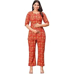 anuom Women's Cotton Printed Matetnity Kurta Pants | Feeding Pyjama Set for Women | Printed Comfortable Feeding Top Pants-picture-19