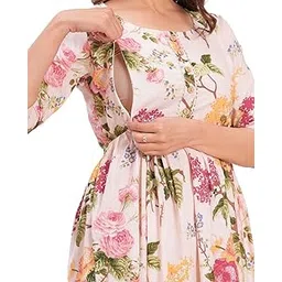 anuom Women's Pure Cotton Printed Both Side Invisible Vertical Zipper Feeding Kurti | All Over Print Maternity Gown Kurta-picture-31