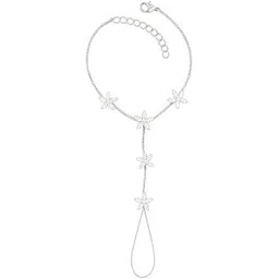 anuradha Art Jewellery traditional silver-plated floral design with shimmering white stone stud hath Phool, Panja, Adjustable hand chain bracelet for women and girls.-picture-18