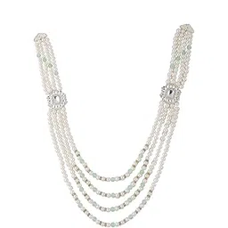 anuradha Plus Adorable Green Colour 4 Layer pearl beads Dulha groom sherwani Necklace/Moti Mala for Men for wedding.-picture-23
