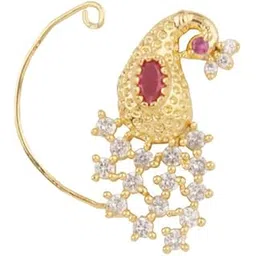 anuradha PLUS® Golden Finish Styled With Peacock Shape Designer Nathiya,Nath For Women | Maharashtrian Jewellery-picture-12