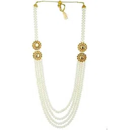 anuradha PLUS® Golden Finish Styled With Pearls Beads Design Traditional Groom Mala Necklace For Men-picture-11