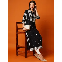 Anushansa Women Floral Embroidered Chikankari Kurta-picture-14