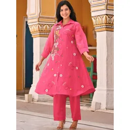 ANUSHEET Floral Embroidered Shirt Collar Tunic & Trousers Co-Ords-picture-17