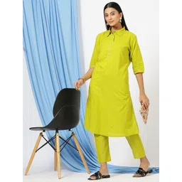 anushil HEEPOSH Shirt Collar Cotton Tunic With Trousers-picture-10