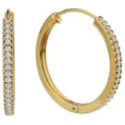 anushka jain jewellery Cubic Zirconia Hoop Earrings for Women, 925 Sterling Silver, 1 Micron 18K Gold Vermeil Hoops with Sparkling CZ Stones-picture-11