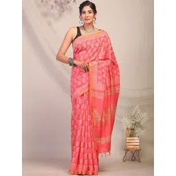 ANUTTARA Ethnic Motifs Printed Silk Cotton Bhagalpuri Saree-picture-23