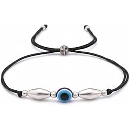 anvaha Evil Eye Anklet for Women & Girls | Adjustable Black Thread Nazar Anklet with Silver Beads | Lightweight Foot Jewelry-picture-44
