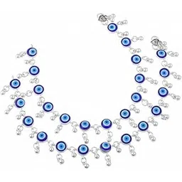 anvaha Silver-Plated Evil Eye Anklet for Women & Girls | Adjustable Chain with Blue Nazar Charms | Stylish & Protective Foot Jewelry-picture-27