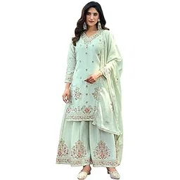 anveri textiles Premium Silk Embroidered Kurti with Sharara & Dupatta | Elegant Ethnic Wear for Women | Festive & Party Outfit-picture-15