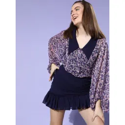 Anvi Be Yourself Blue & Purple Printed Shirt Skirt Set-picture-26