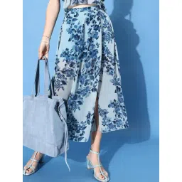 Anvi Be Yourself Blue Floral Print Skirt-picture-35