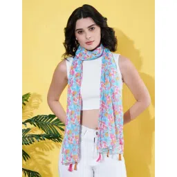 Anvi Be Yourself Blue Regular Fit Floral Print Scarf-picture-37