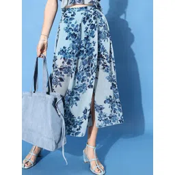 ANVI Be Yourself Floral Printed Chiffon A-Line Midi Skirt-picture-21