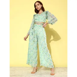 Anvi Be Yourself Green Floral Print Crop Top Palazzos Set-picture-44
