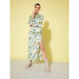 Anvi Be Yourself Green Floral Print Shirt With Skirt-picture-48