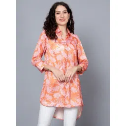 Anvi Be Yourself Orange & White Printed Long Shirt-picture-29