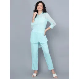 Anvi Be Yourself Sky Blue Shirt With Cami Trousers Set-picture-29