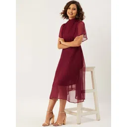 ANVI Be Yourself Women Maroon Solid Fit and Flare Dress-picture-20